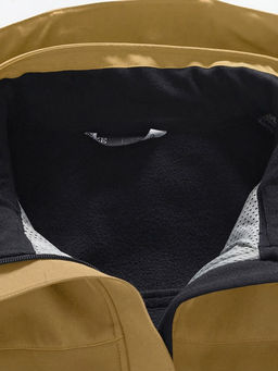 Ветровка женская софтшелл виндстоппер с капюшоном спортивная горчичного цвета 9616_1G