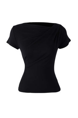 Siyah Buzgu/Drape Detayl? Fitted/Vucuda Oturan Orme Bluz TWOSS25BZ00278