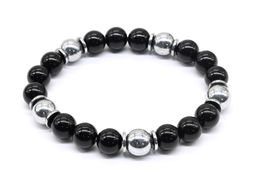 Браслет из агата черонго и терагерца шарик 10мм, 18см