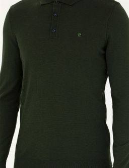 Koyu Ye_il Slim Fit Polo Yaka Basic Triko Kazak - Pierre cardin фото 6