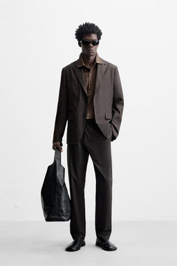 WAXED-EFFECT SUIT TROUSERS
