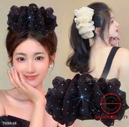 Крабик бант пышный для волос со стразами - Bruno фото 3