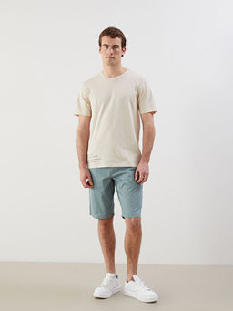 Bisiklet Yaka Bask?l? Penye Erkek Ti??rt