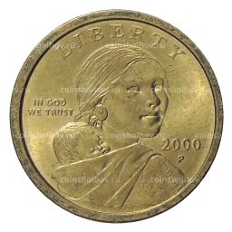 1 доллар 2000 года P США Сакагавея Парящий Орел