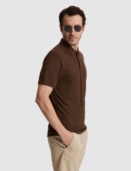 Kahverengi Slim Fit Polo Yaka T-shirt