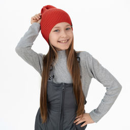 Шапка вязаная Ш-103 красная (52-58)