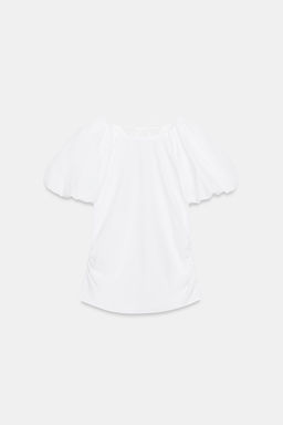 TOP POPEL?N MANGA GLOBO / Blanco - Zara фото 5