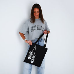 Сумка шопер Кеды, 35х0.5х40 см, отд без молнии, без подклада, чёрная - Nazamok фото 3