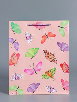 Пакет подарочный ламинированный «Крылья счастья», розовый, 26×12×32 см