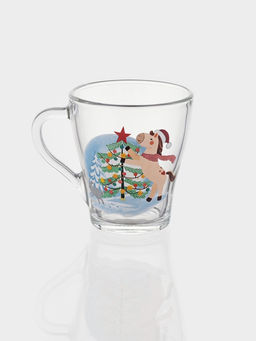 Цена за 20 шт. Кружка Грация. Лошадка новый год , 270 мл, стекло, прозрачная, рисунок МИКС