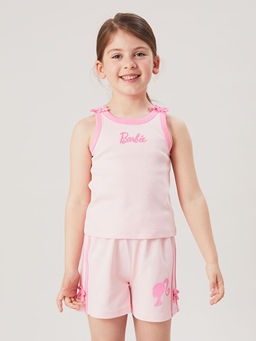 Bisiklet Yaka Barbie Bask?l? K?z ?ocuk Atlet