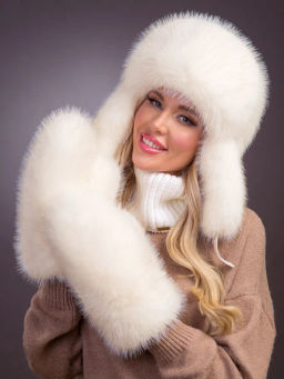 Шапка Ушанка экомех жемчуг