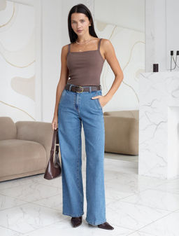 Прямые джинсы трубы со стрелками из эластичного денима - Vilatte фото 5