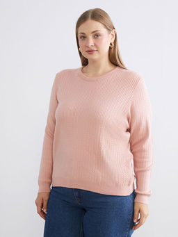 Bisiklet Yaka Kendinden Desenli Kad?n Triko Kazak