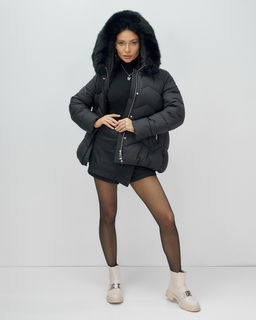 Куртка зимняя женская с мехом и капюшоном тренд черного цвета 7759Ch Бренд: Visdeer - Mtforce фото 10