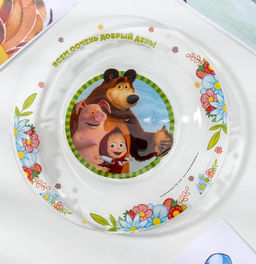 Тарелка Маша и Медведь. Добрый день 19,5 см арт.ММТ195-1 /МФК/  фото 3