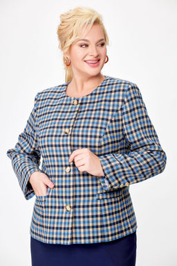 Костюм Swallow 687 бежево-голубая клетка+синий фото 4