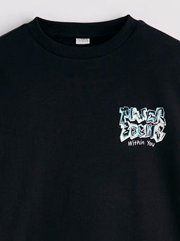 Bask?l? Erkek ?ocuk Sweatshirt