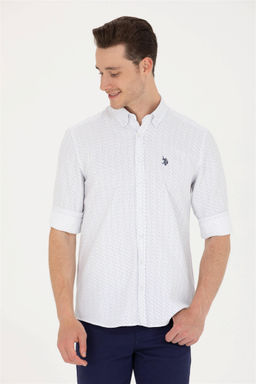 U. S. Polo Assn Мужская темно-синяя белая рубашка с принтом - U.s. polo assn фото 10