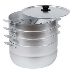 Манты-казан (мантоварка) алюминиевая 6л, д26см, h25,5см, s1-1,5мм, 3 сетки, матовый, металлическая крышка (Россия) - Домашняя мода фото 2