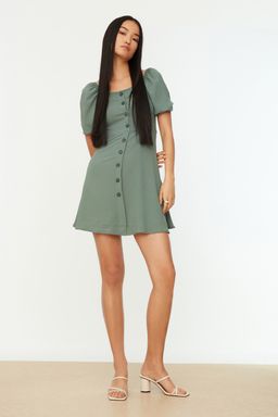 TRENDYOLMILLA Kiremit A Kesim Balon Kollu Mini Dokuma Elbise TWOSS20EL2314 фото 16