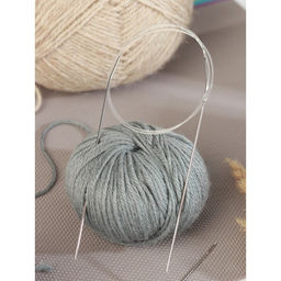 Цена за 6 шт. Спицы круговые, для вязания, с пластиковой леской, d=2 мм, 14/80 см, с иглой