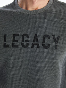 Bisiklet Yaka Uzun Kollu Bask?l? Erkek Sweatshirt