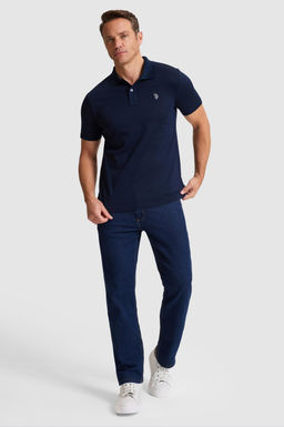 Erkek Lacivert Regular Fit Polo Yaka Basic Ti__rt