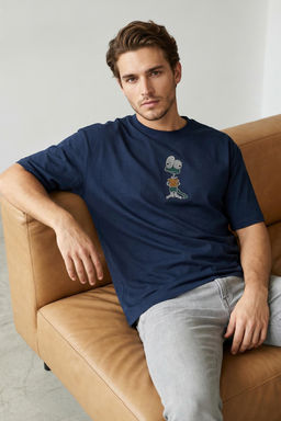 TRENDYOL MAN Mavi Oversize/Genis Kesim Nak?s Detayl? %100 Pamuk T-Shirt TMNSS25TS00199 - Trendyolmilla фото 18