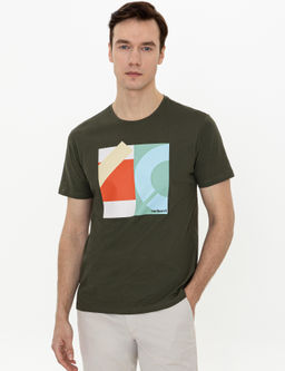 Haki Bisiklet Yaka Slim Fit T-Shirt - Cacharel фото 3