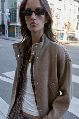 CROPPED WOOL COAT WITH BELT - Zara фото 7