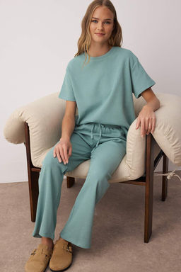 Yesil Bel Baglama Detayl? Waffle Orme Pijama Tak?m? THMAW26PT00050 - Trendyolmilla фото 6