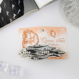 Заколка - автомат для волос «Софи», полосы-волны блеск, 9.5 см, серебро