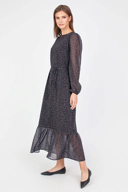 5-3014/783-5065-2 Платье принт белые штрихи на черном фоне - Serginnetti фото 3