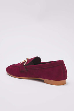 Visne Curugu Suet Aksesuar Detayl? Kad?n Loafer Ayakkab? TAKSS25LA00000