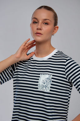 Арт. 3662 Футболка женская 42-50 (5 шт) Цвет:Синий,белый - Калинка фото 19