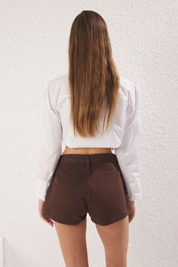 TRENDYOLMILLA Ekru Pileli Mini Denim Sort Etek TWOSS22SR00164 фото 26