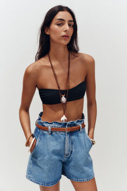 Z1975 DENIM PAPERBAG BERMUDA SHORTS WITH BELT - Zara фото 11