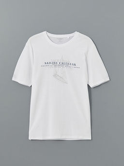 Bisiklet Yaka K?sa Kollu Bask?l? Erkek Ti??rt