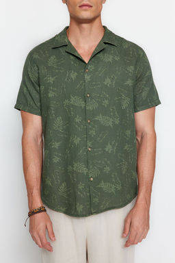TRENDYOL MAN Haki Regular Fit Apas Yaka Keten Kar?s?ml? Gomlek TMNSS20GO0443 - Trendyolmilla фото 7
