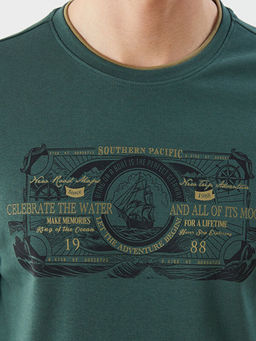 Bisiklet Yaka Uzun Kollu Bask?l? Erkek Sweatshirt