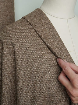 Шерсть пальтово-костюмная Твид Мелкая елочка цв.бежево-коричневый, ш.1.5м, шерсть-40%, п/э-60% - Купава фото 4
