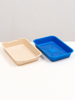 Туалет средний с сеткой 36×26×6.5 см, тёмно-синий/бежевый