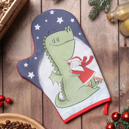 Варежка-прихватка Доляна Новогодние объятия 20х28 см, 35% хл, 65% пэ, ватин 250 г/м2