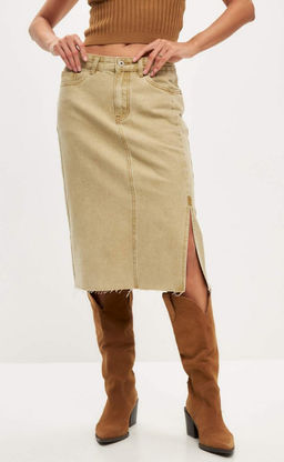 Юбка женская джинсовая миди P412-0219 хаки - Primm фото 9