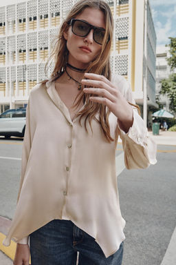 ASYMMETRIC HEM SATIN SHIRT - Zara фото 15