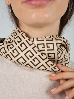 Платок на голову, с абстракцией MAGROM, бежевый, 90 х 90 см, из искусственного шелка