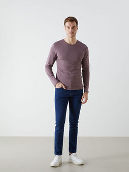 Bisiklet Yaka Uzun Kollu Penye Erkek Ti??rt