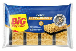 BIG CITY губки кухонные крупнопористые Ultra bubbly 96*65*32(4шт)