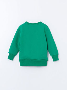 Bisiklet Yaka Bask?l? Erkek ?ocuk Sweatshirt